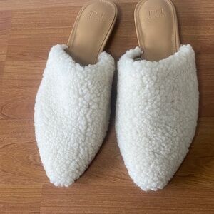 Women's White Shearling Mules